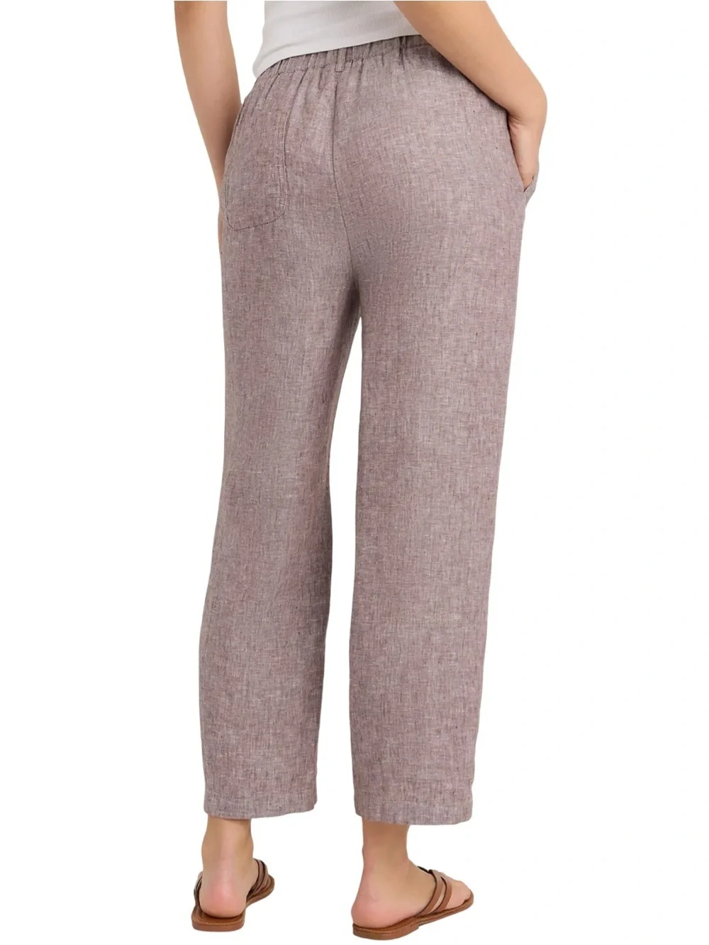 Quince NWT Women’s Size M Taupe Brown Chambray European Linen Straight Leg Pants